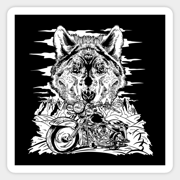 Wolf and bike Wolf And Bike Sticker TeePublic